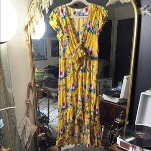 Umgee Floral Tropical Yellow Dress